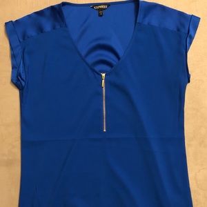 Blue Express Top with Gold Zip Detail- Medium